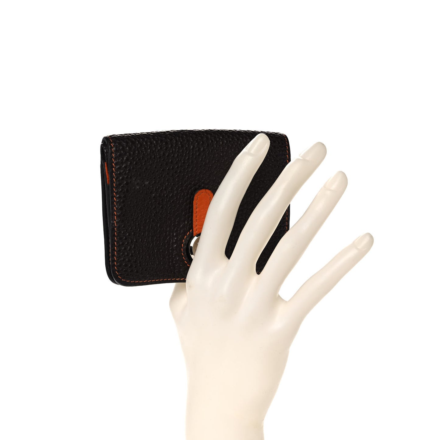 Togo Dogon Card Case Black Orange