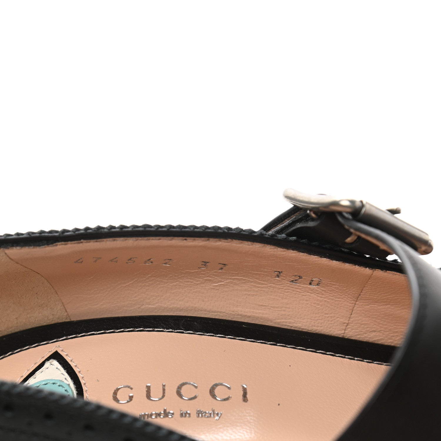 Gucci Calfskin Dionysus Perforated Mary Jane Pumps 37 Black 8 of 12