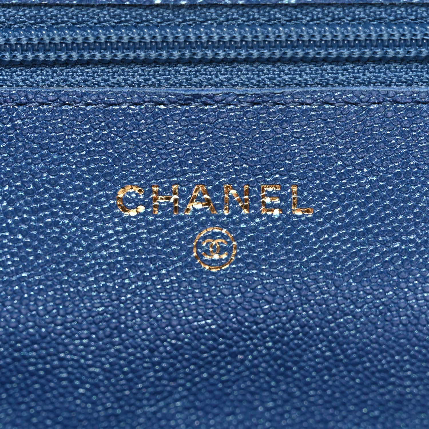 Chanel Iridescent Caviar Quilted Wallet on Chain WOC Dark Blue 6 of 12