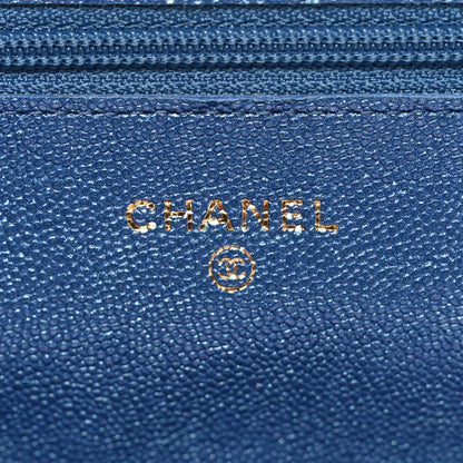 Chanel Iridescent Caviar Quilted Wallet on Chain WOC Dark Blue 6 of 12