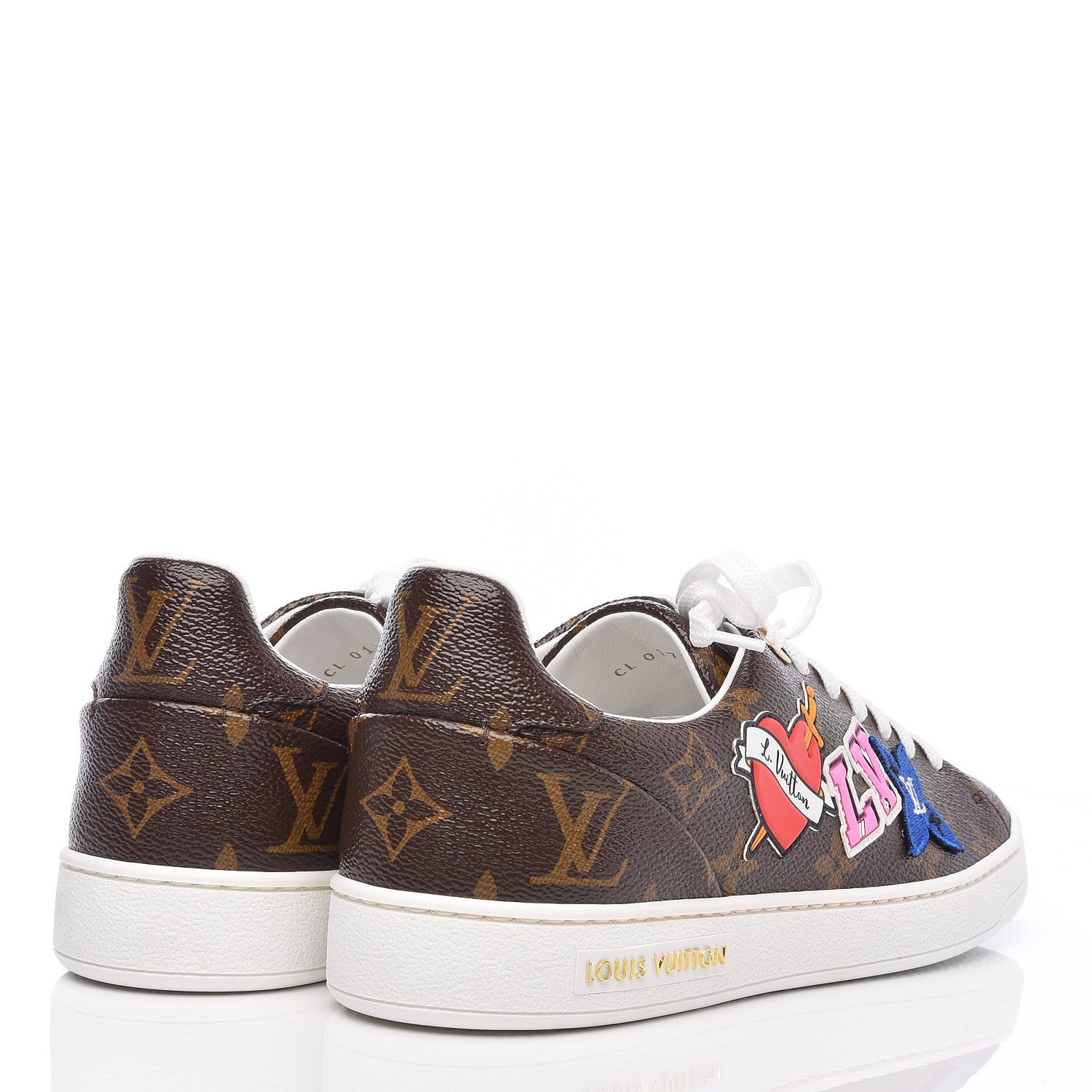 Louis Vuitton Calfskin Monogram LV Black Heart Sneakers 37.5 Cacao 4 of 8