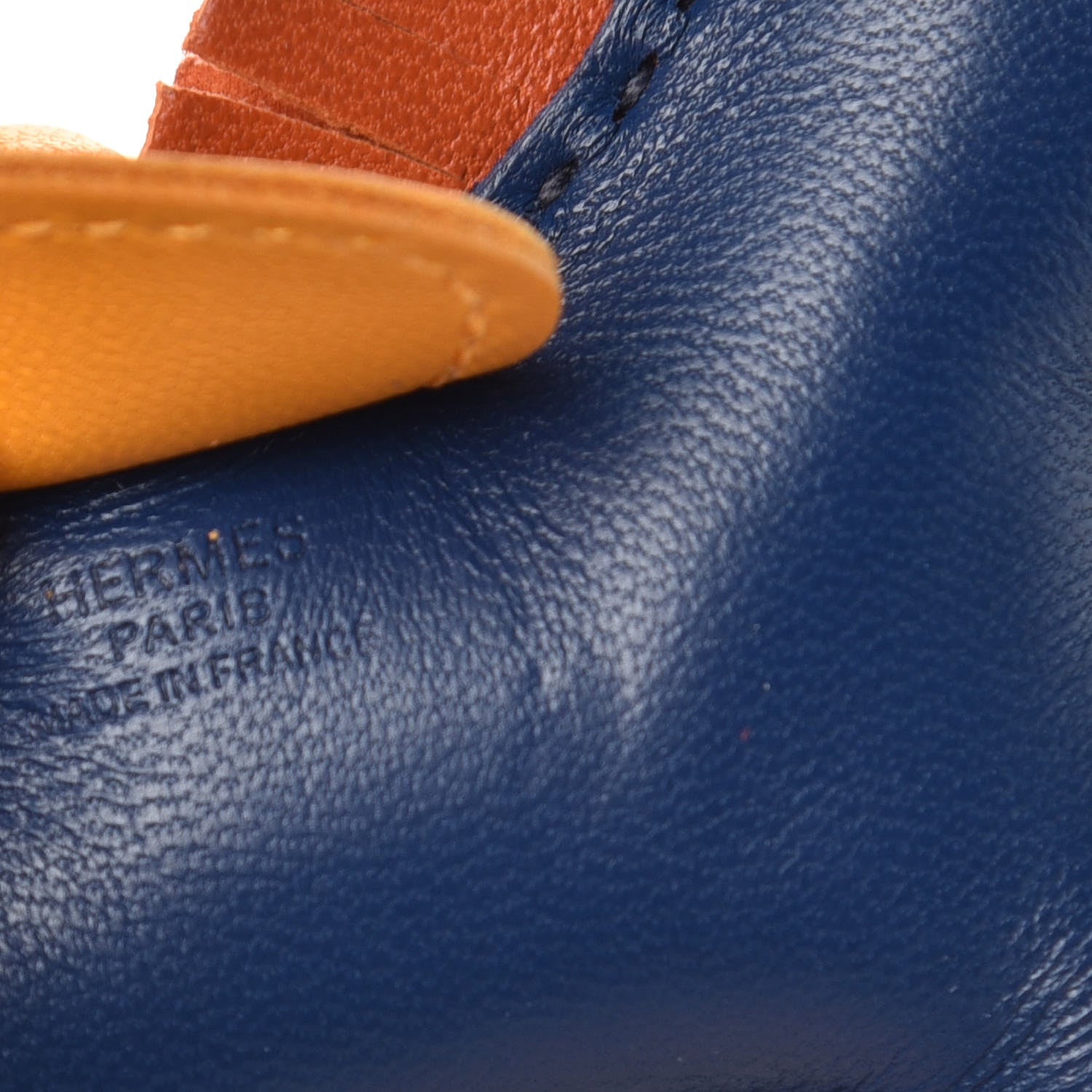 Hermes Milo Lambskin Grigri Rodeo Horse Bag Charm PM Bleu de Malte Cornaline Jaune D'Or 3 of 4