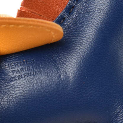 Hermes Milo Lambskin Grigri Rodeo Horse Bag Charm PM Bleu de Malte Cornaline Jaune D'Or 3 of 4