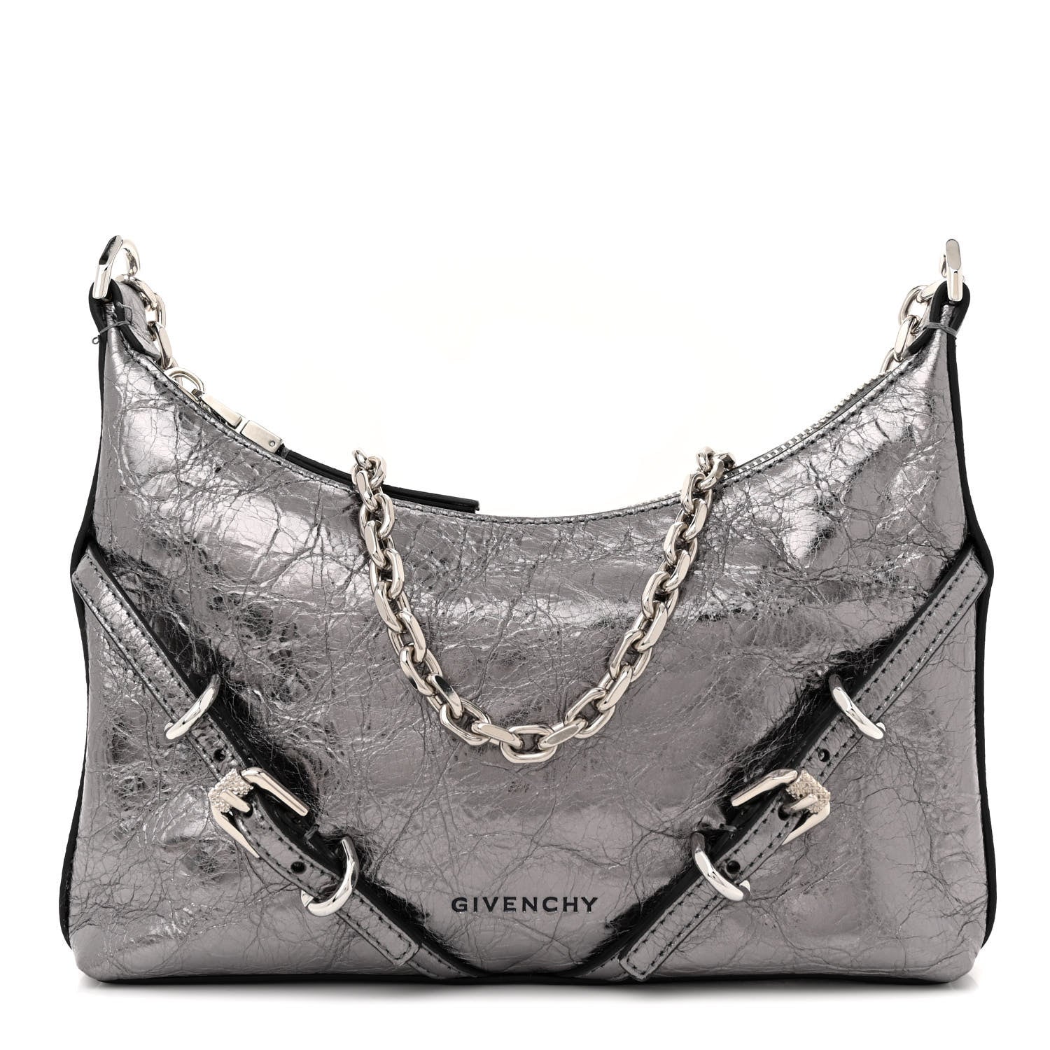 Givenchy Metallic Calfskin Mini Voyou Bag Silver 1 of 11