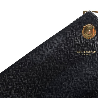 Saint Laurent Grain De Poudre Matelasse Chevron Large Monogram Satchel Black 7 of 12