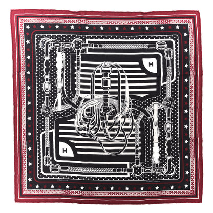 Hermes Cashmere Silk Coaching Bandana Scarf 55 Black Quetsche White 1 of 6