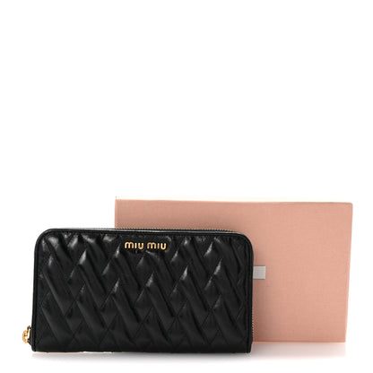 Miu Miu Vitello Shine Matelasse Zip Around Wallet Black 7 of 7