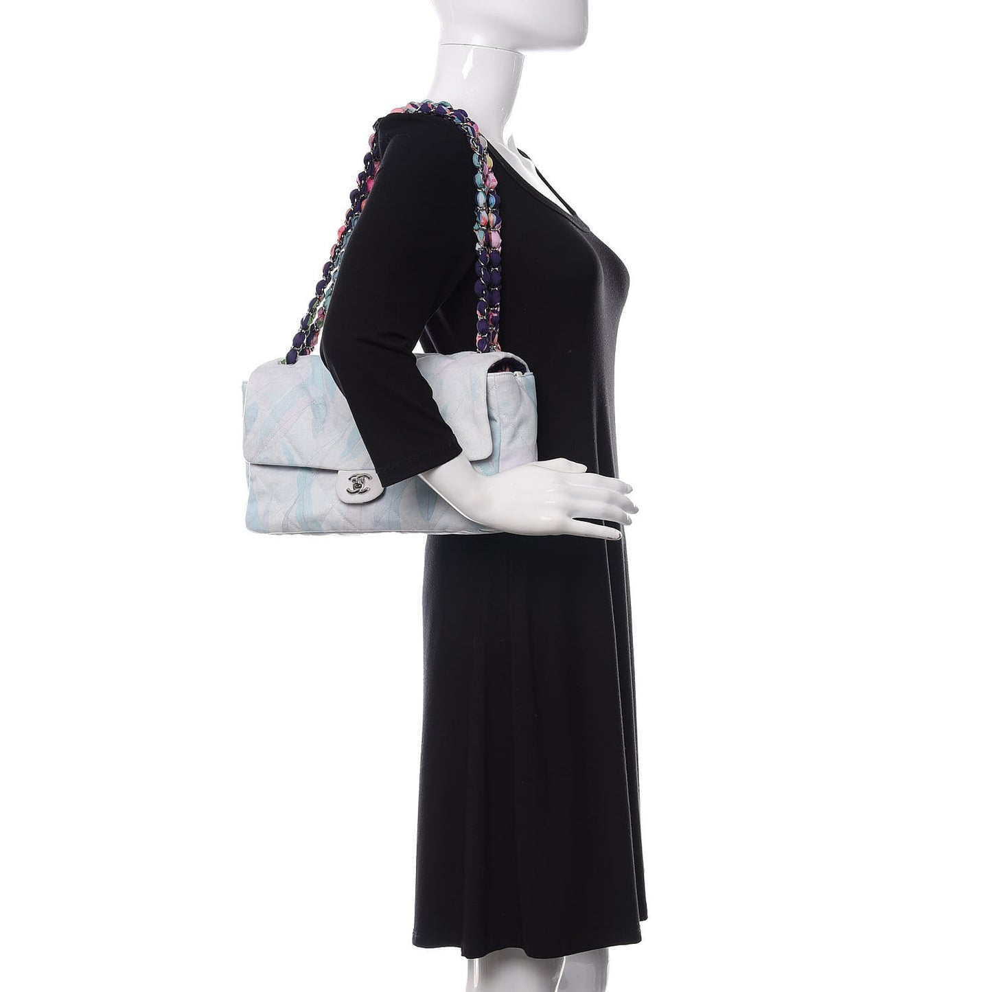 Canvas Quilted Jungle Jeans Flap White Multicolor