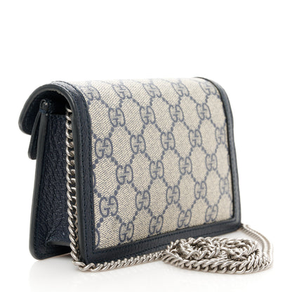 Gucci GG Supreme Monogram Textured Dollar Calfskin Super Mini Dionysus Shoulder Bag Beige Blue 3 of 11