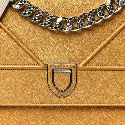 Christian Dior Metallic Grained Calfskin Diorama Satchel Gold 7 of 9