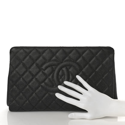 Chanel Caviar Quilted CC Large Clutch Black 2 of 10