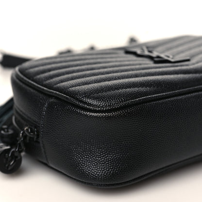 Saint Laurent Grain De Poudre Matelasse Monochrome Monogram Mini Lou Camera Bag Black 8 of 9