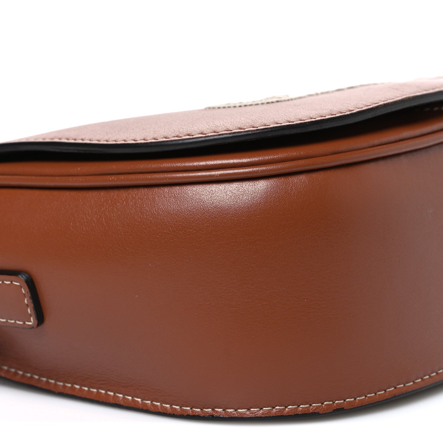 Celine Smooth Calfskin Cuir Triomphe Embroidered Folco Crossbody Bag Tan 9 of 10