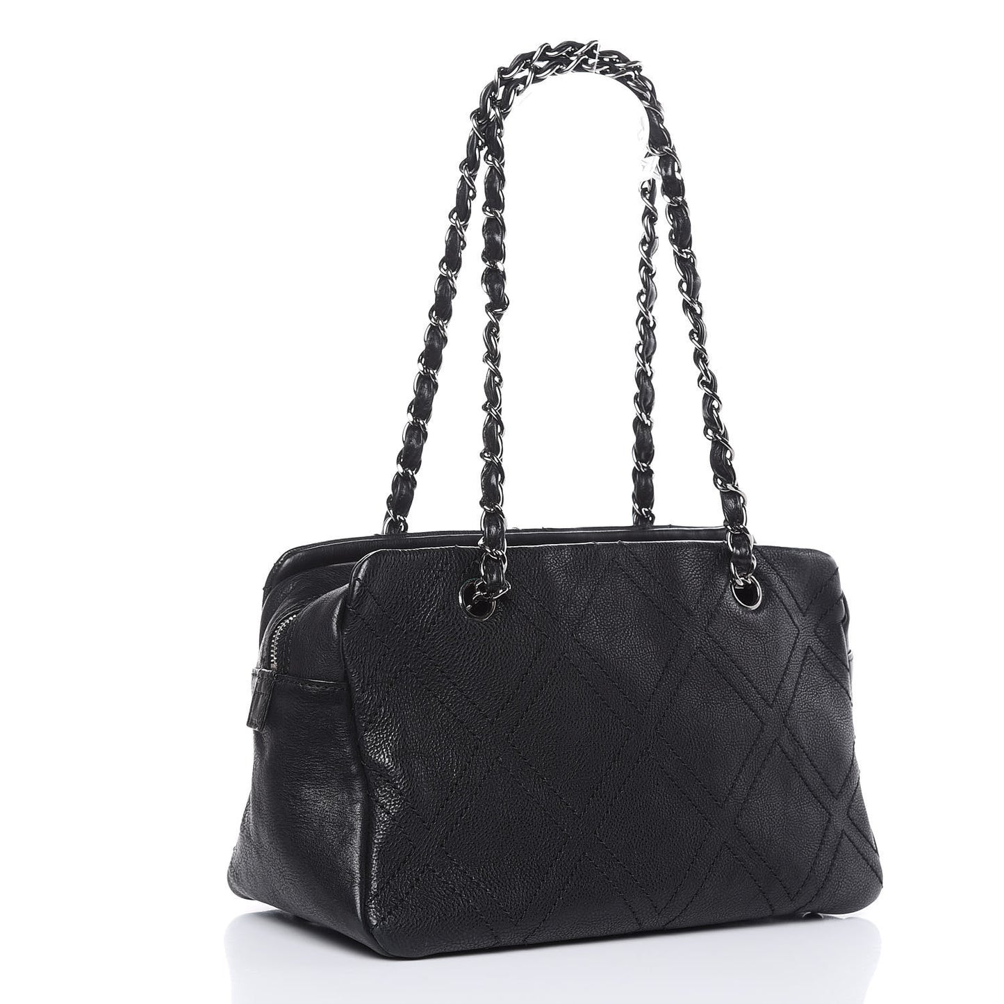 Calfskin Small Diamond Stitch Tote Black