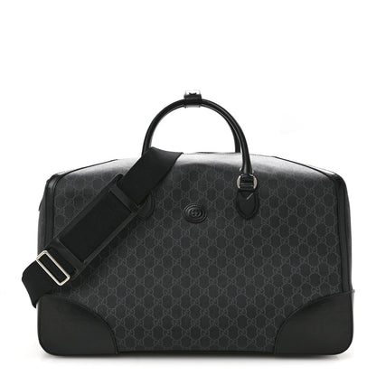 Gucci GG Supreme Monogram Azalea Calfskin Retro Interlocking G Large Duffle Bag Black Grey 1 of 12