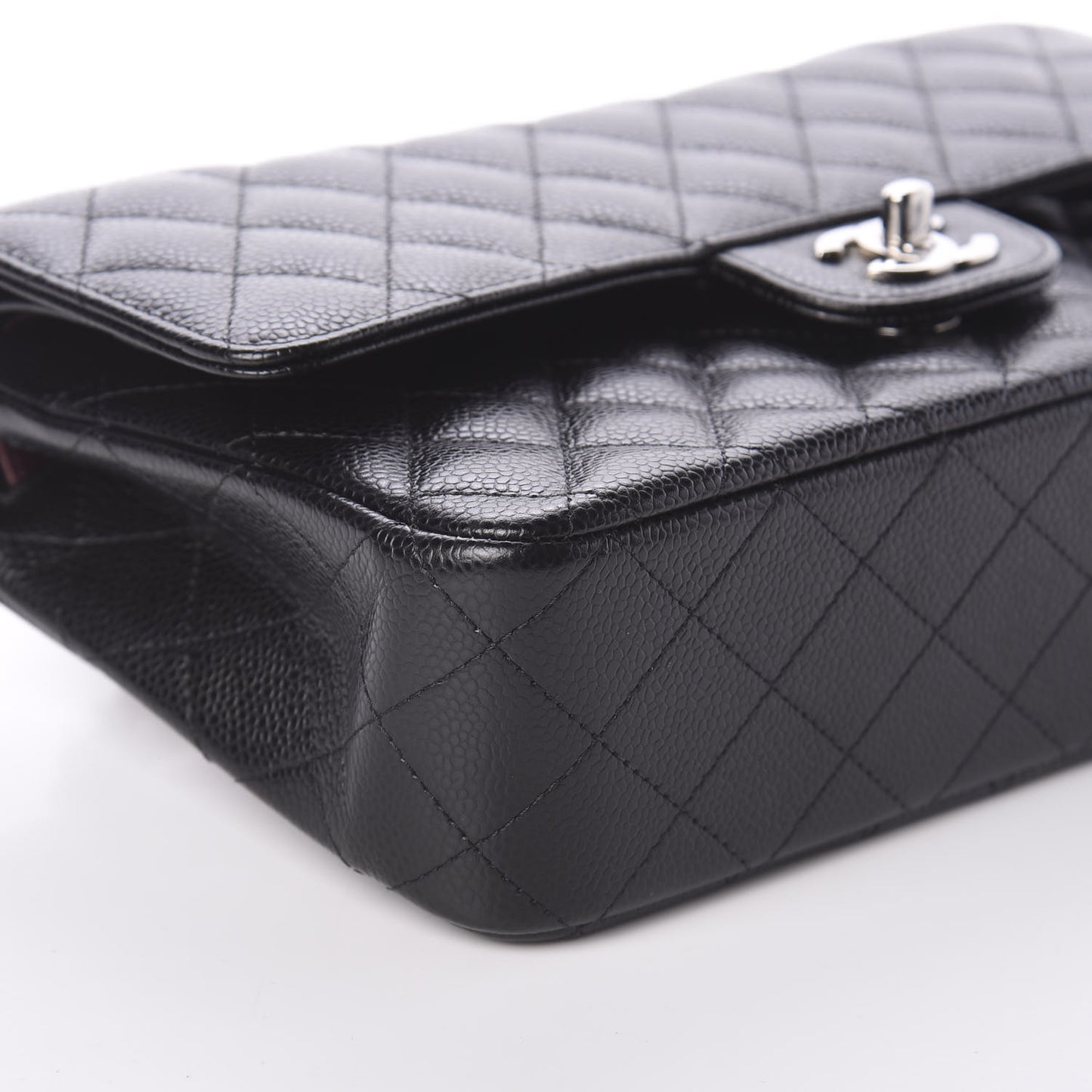 Caviar Quilted Medium Double Flap Black