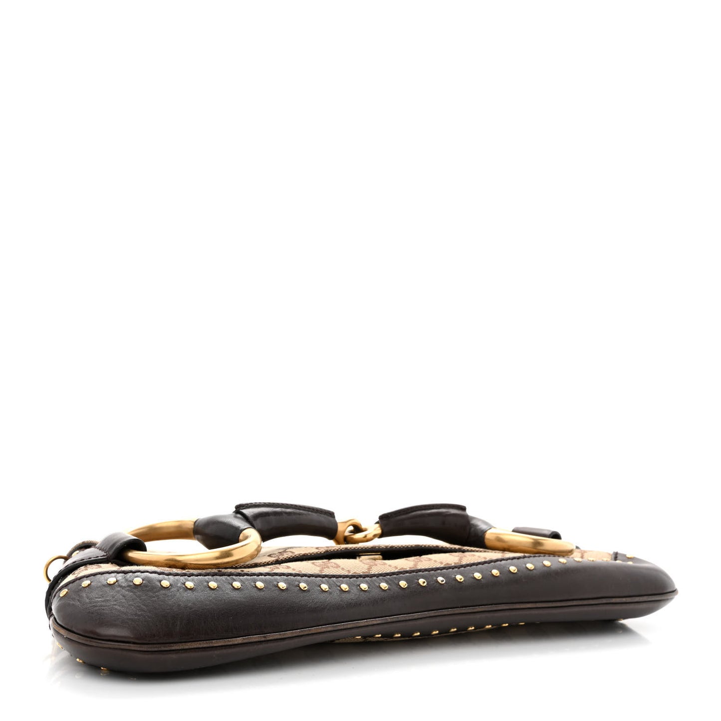 Monogram Studded Horsebit Clutch Dark Brown