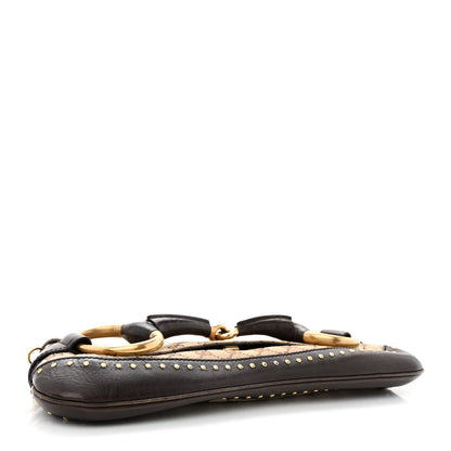 Gucci Monogram Studded Horsebit Clutch Dark Brown 4 of 11