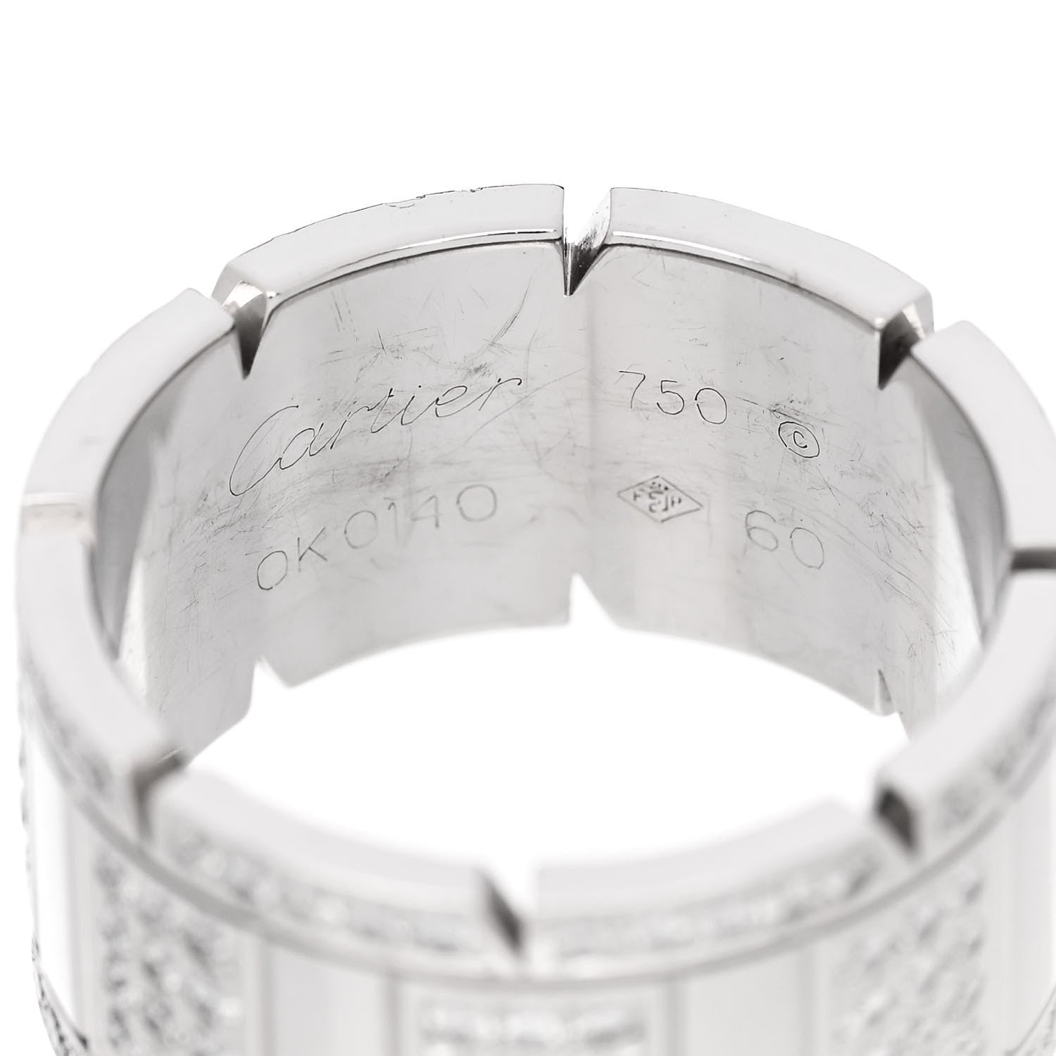 Cartier 18K White Gold Diamond Tank Francaise Ring 60 9.25 4 of 6