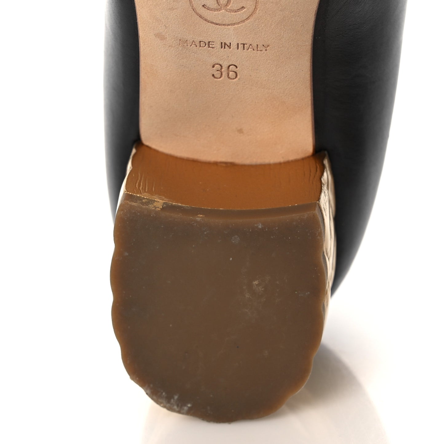 Calfskin Pearl Camellia Pumps 36 Black Gold