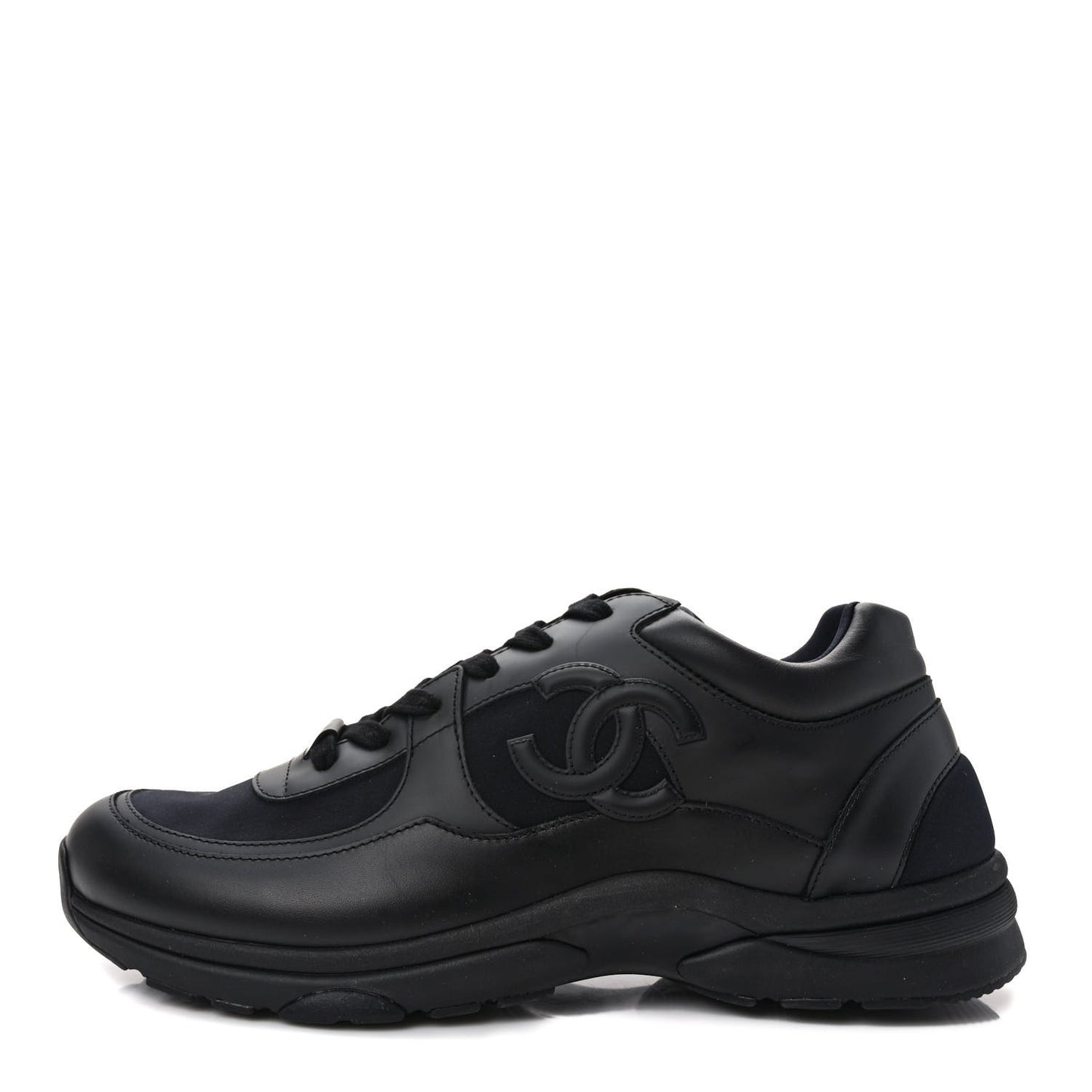 Calfskin Lambskin Mens CC Uniform Sneakers 45 Black
