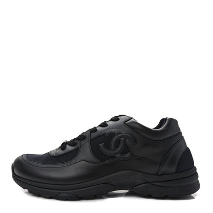 Chanel Calfskin Lambskin Mens CC Uniform Sneakers 45 Black 1 of 8