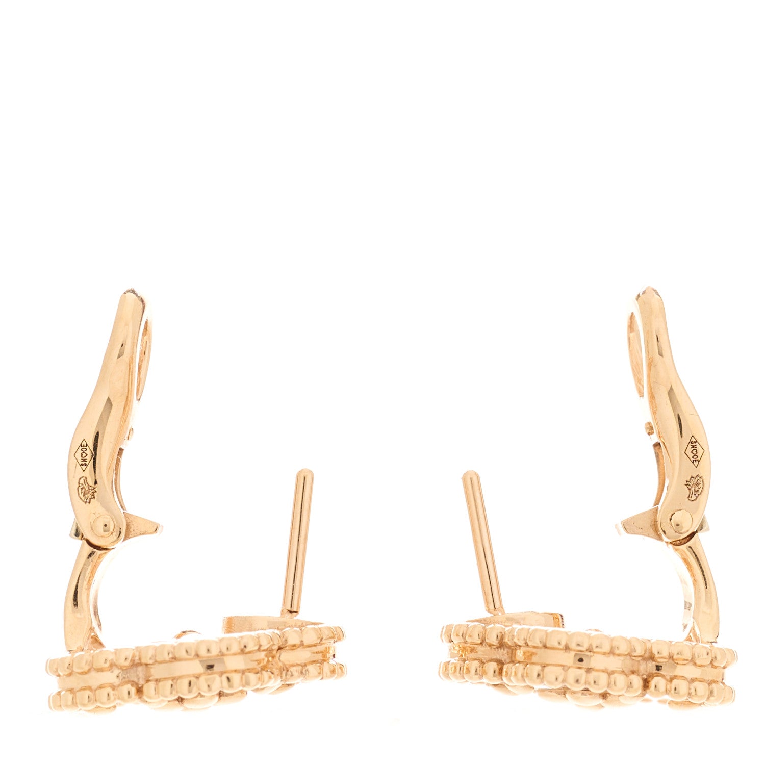 Van Cleef & Arpels 18K Rose Gold Mother of Pearl Lucky Springs Plum Blossom Earrings 3 of 4