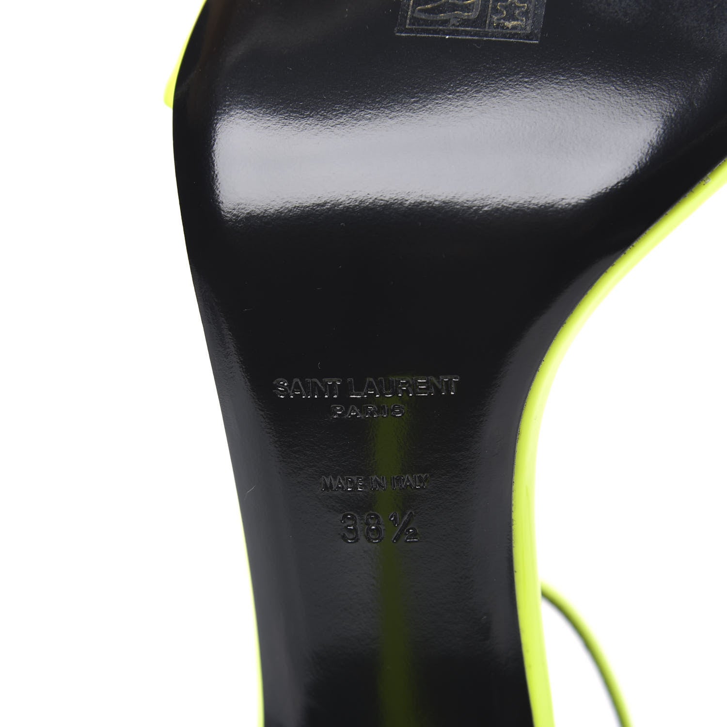 Saint Laurent Patent Calfskin Amber 105 Ankle Strap Sandals 38.5 Yellow Fluo 7 of 9