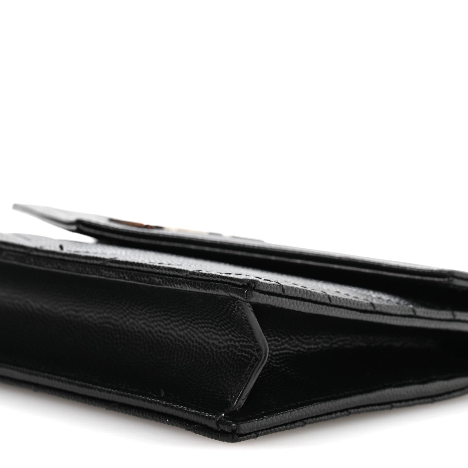 Saint Laurent Grain De Poudre Matelasse Chevron Monogram Envelope Chain Wallet Black 9 of 9