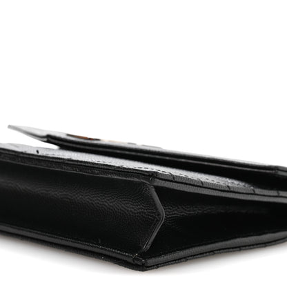 Saint Laurent Grain De Poudre Matelasse Chevron Monogram Envelope Chain Wallet Black 9 of 9