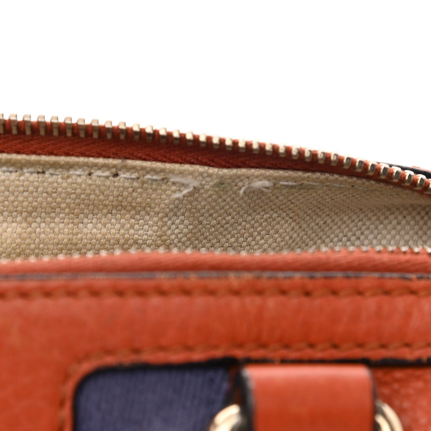 Calfskin Vintage Web Small Boston Orange Blue
