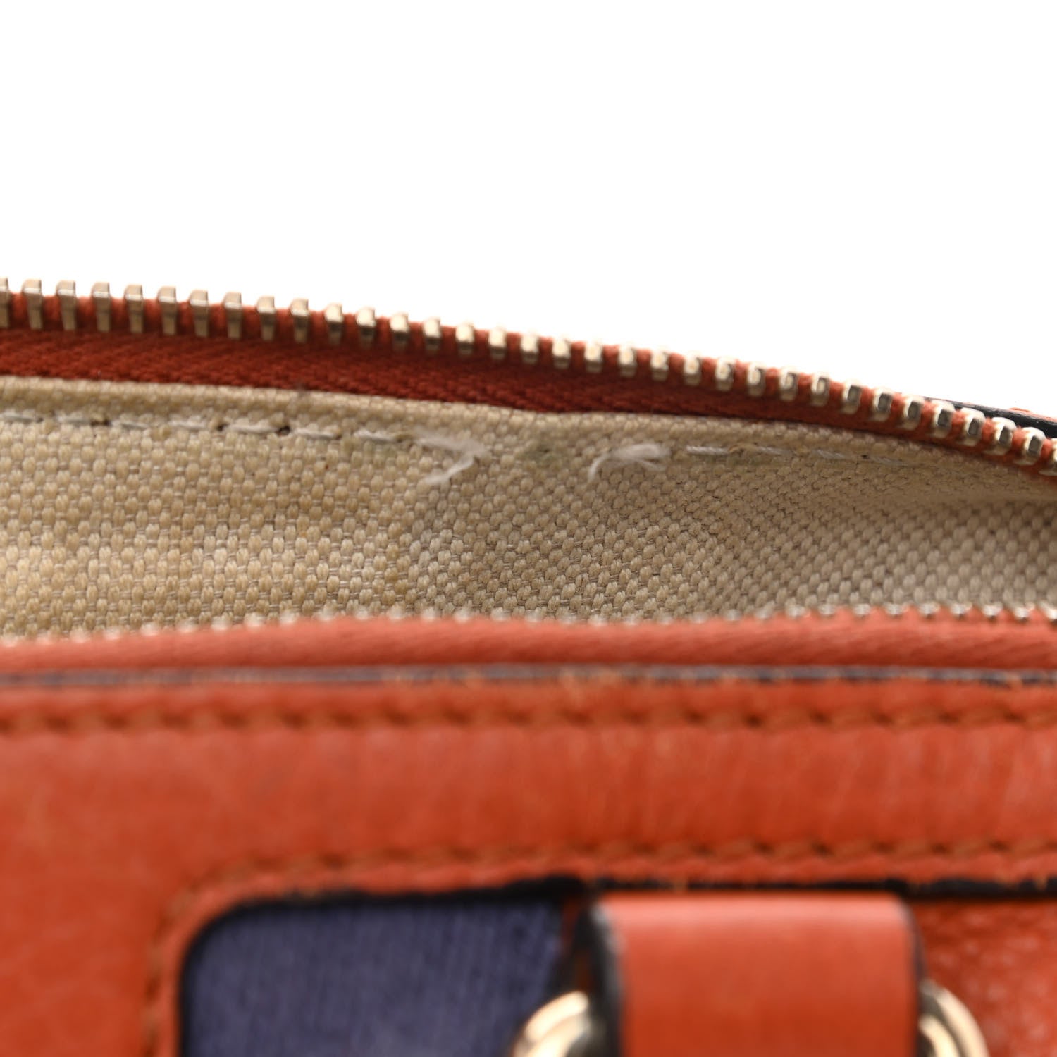 Gucci Calfskin Vintage Web Small Boston Orange Blue 8 of 14
