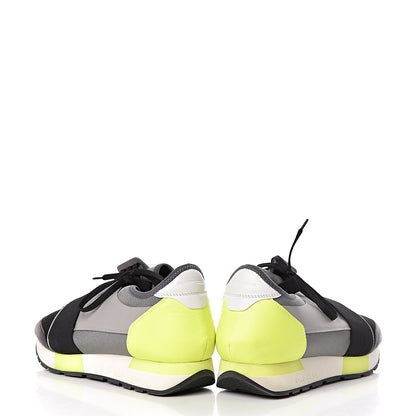 Balenciaga Mesh Calfskin Womens Race Runner Sneakers 42 Black Gris Jaune Fluo 6 of 13