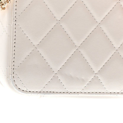 Chanel Lambskin Metal Quilted Mini Vanity Case With Chain White Gold 12 of 13