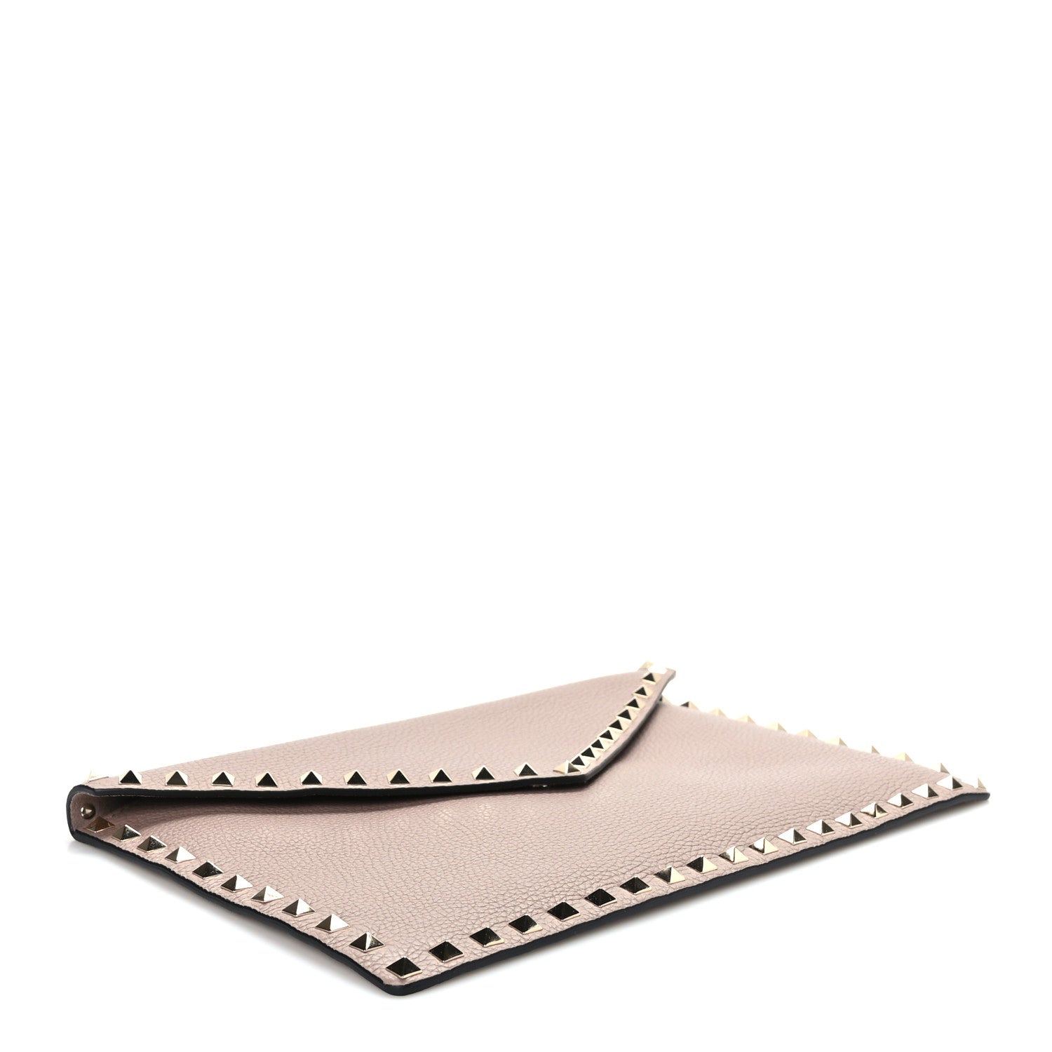 Valentino Garavani Pebbled Calfskin Large Rockstud Envelope Clutch Poudre 4 of 6