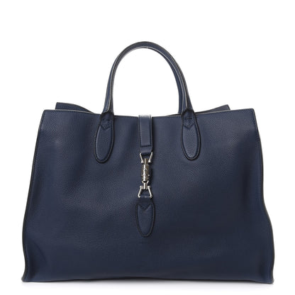 Gucci Soft Calfskin Medium Jackie Top Handle Bag Classic Blue Marine 1 of 7