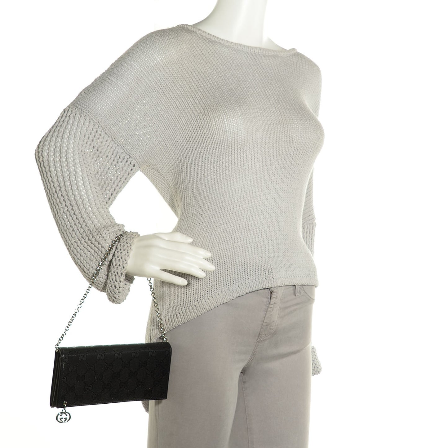 Imprime Monogram GG Pierce Chain Clutch Wallet Black