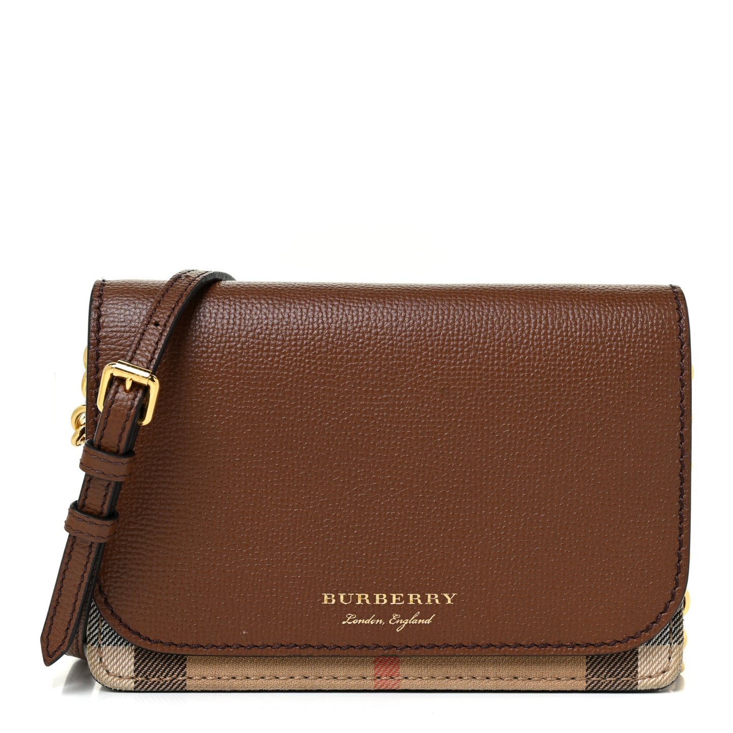 Derby Calfskin House Check Mini Hampshire Crossbody Tan