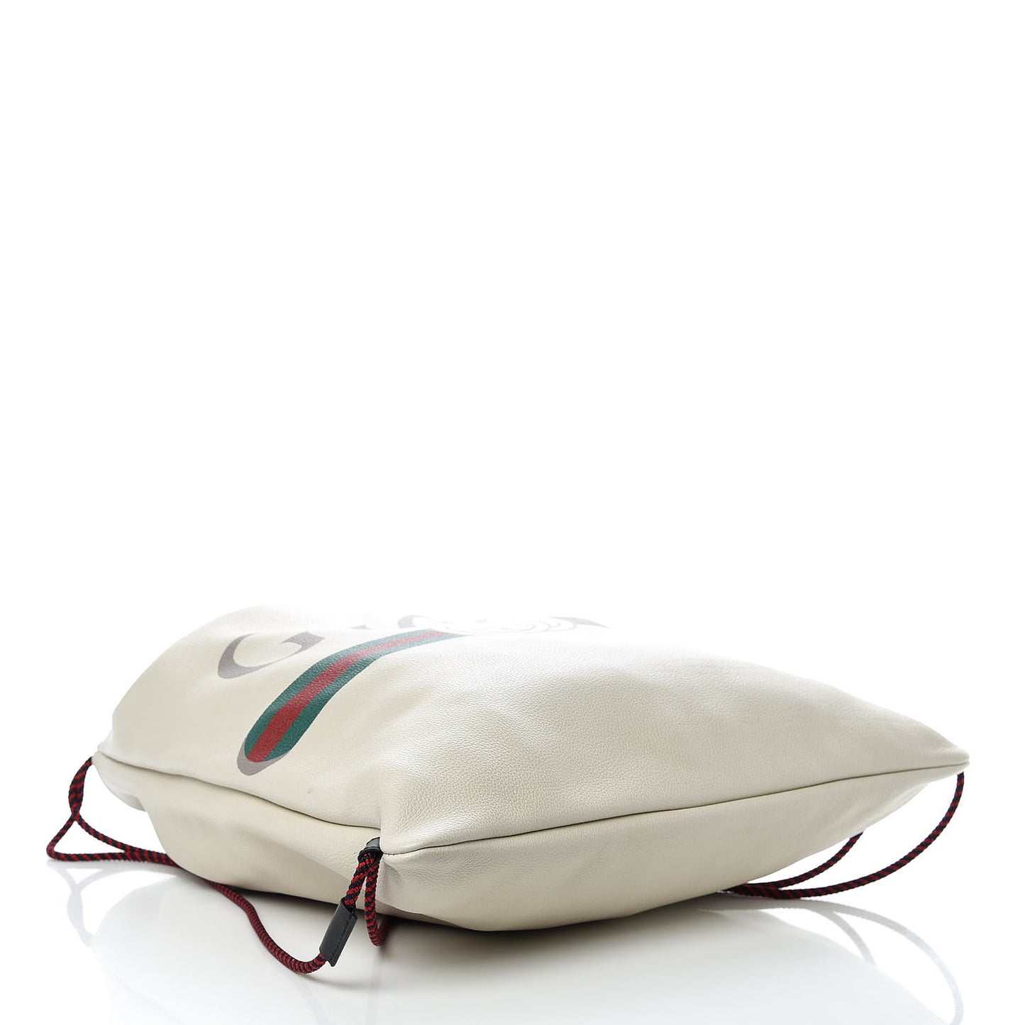 Calfskin Logo Drawstring Backpack Mystic White