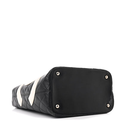 Chanel Calfskin Quilted Medium Cambon Tote Black White 4 of 11