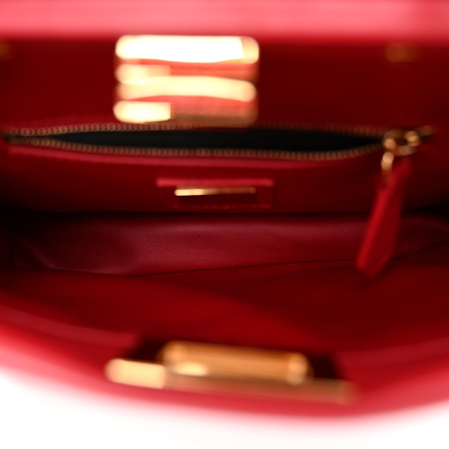Fendi Nappa Mini Peekaboo Iconic Satchel Amarena 6 of 10