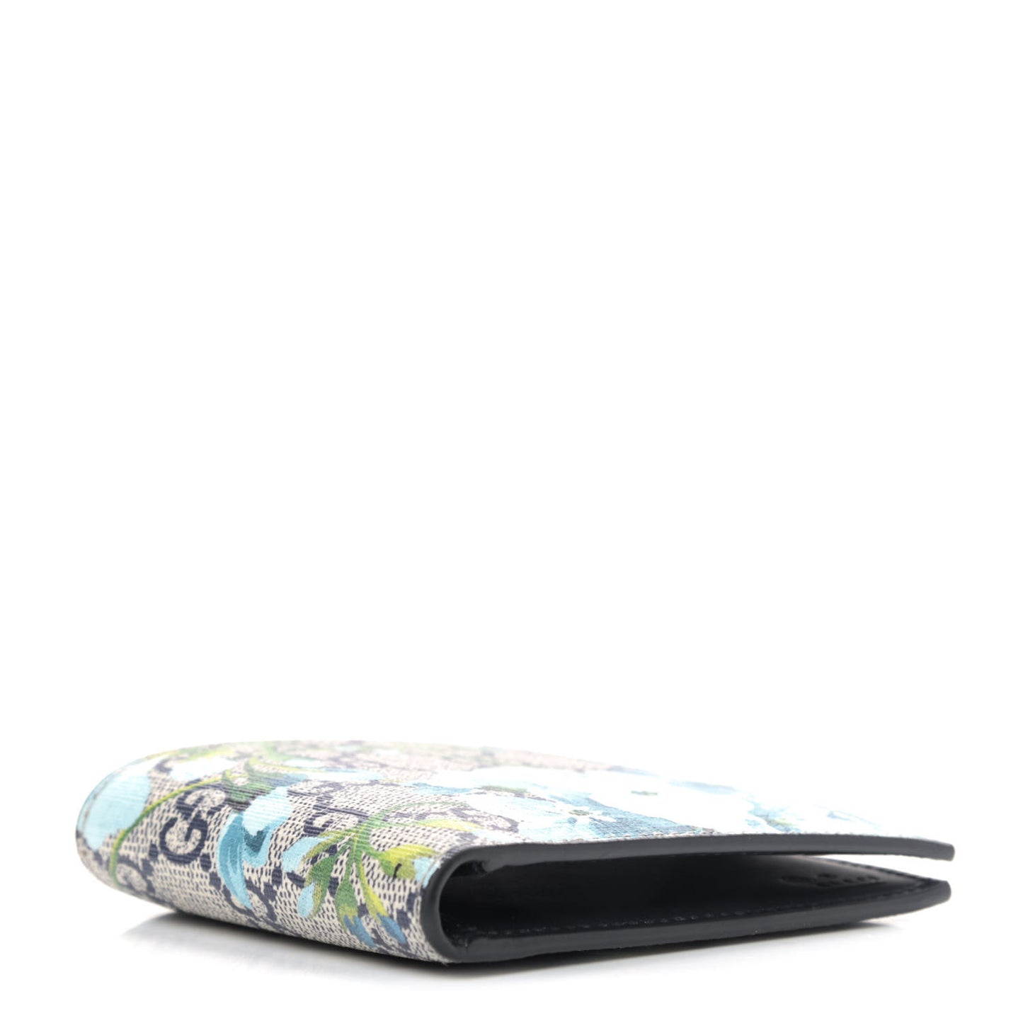 GG Supreme Monogram Blooms Bi-Fold Wallet Beige Blue Navy