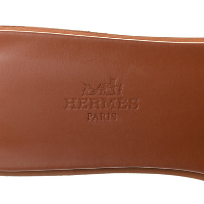 Hermes Box Calfskin Oran Sandals 37 Gold 7 of 8