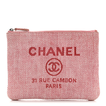 Chanel Woven Straw Raffia Small Deauville Pouch Pink 1 of 7