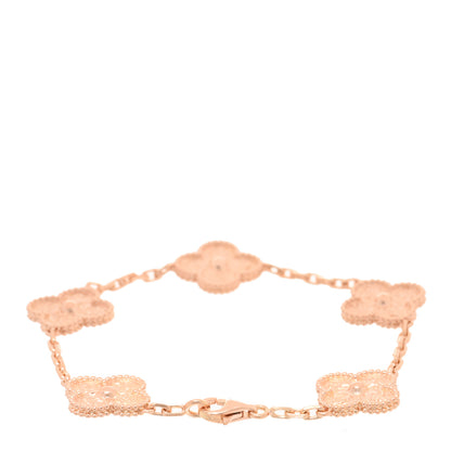 Van Cleef & Arpels 18K Rose Gold 5 Motifs Vintage Alhambra Bracelet 2 of 3