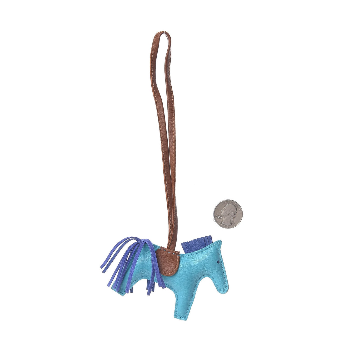 Milo Lambskin Grigri Rodeo Horse Bag Charm PM Bleu Azteque Bleu Electrique Fauve