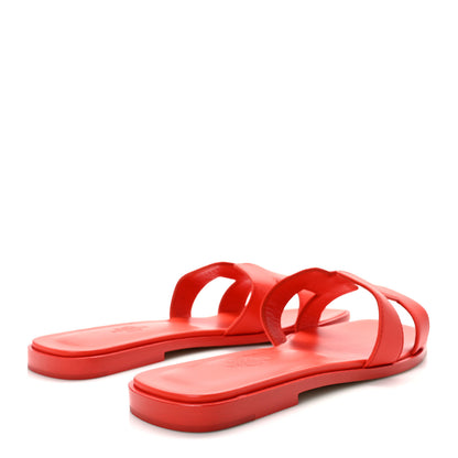 Hermes Box Calfskin Oran Sandals 39 Rouge Jaipur 4 of 9