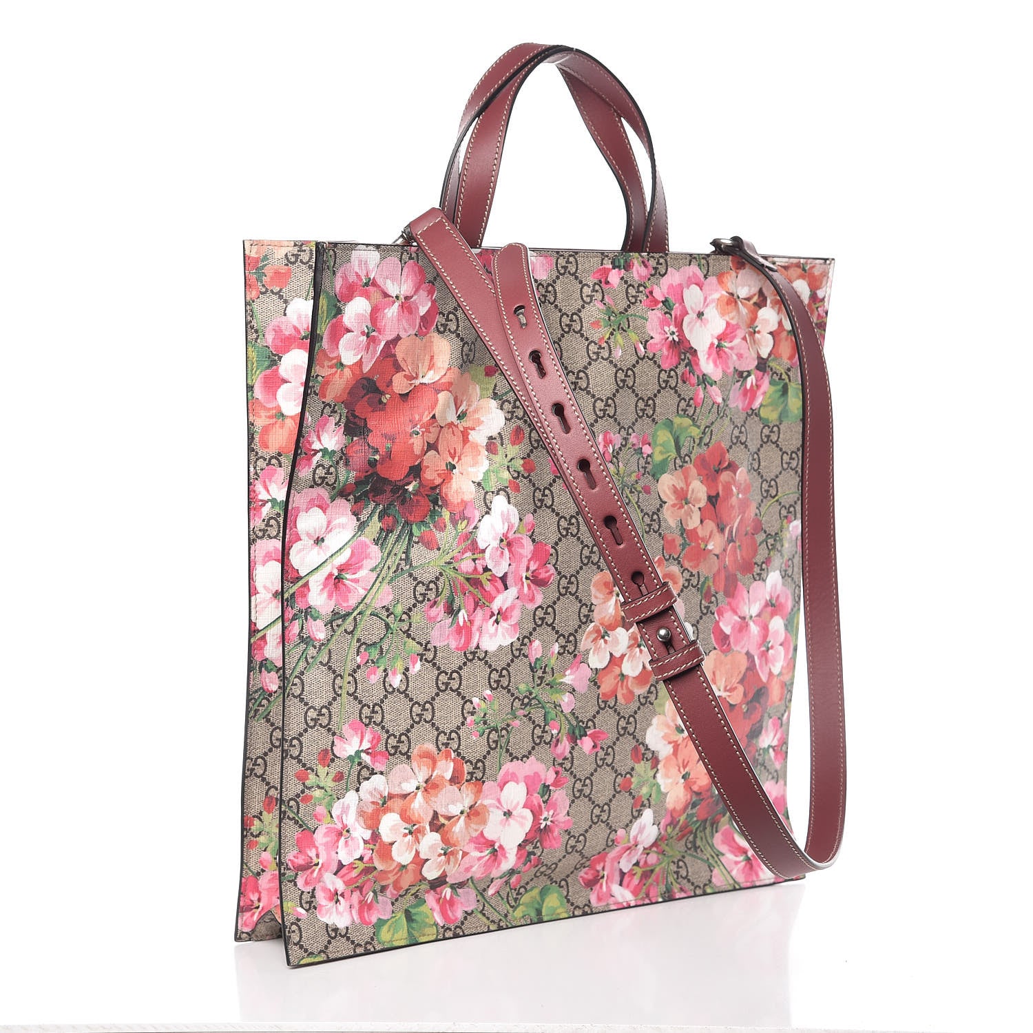 Gucci Soft GG Supreme Monogram Blooms Vertical Tote Beige Multicolor Dry Rose 3 of 9