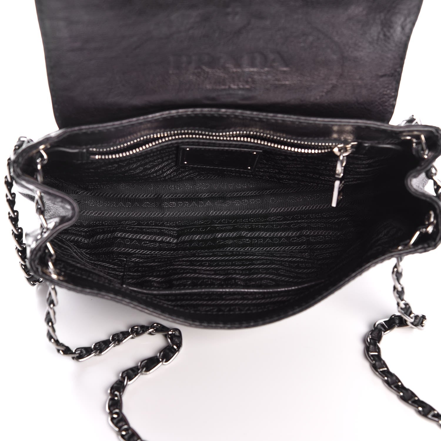 Prada Vitello Shoulder Chain Bag Black 6 of 8