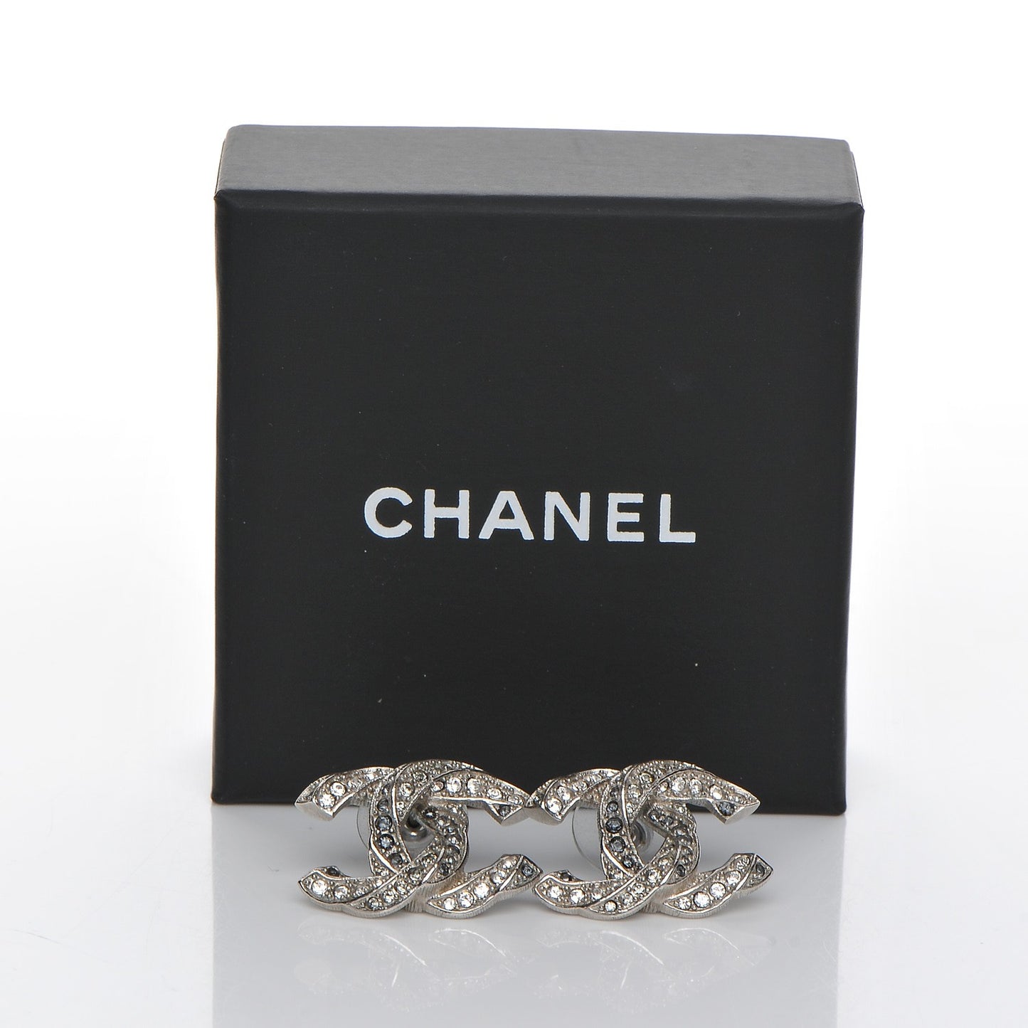Crystal CC Twisted Earrings Silver
